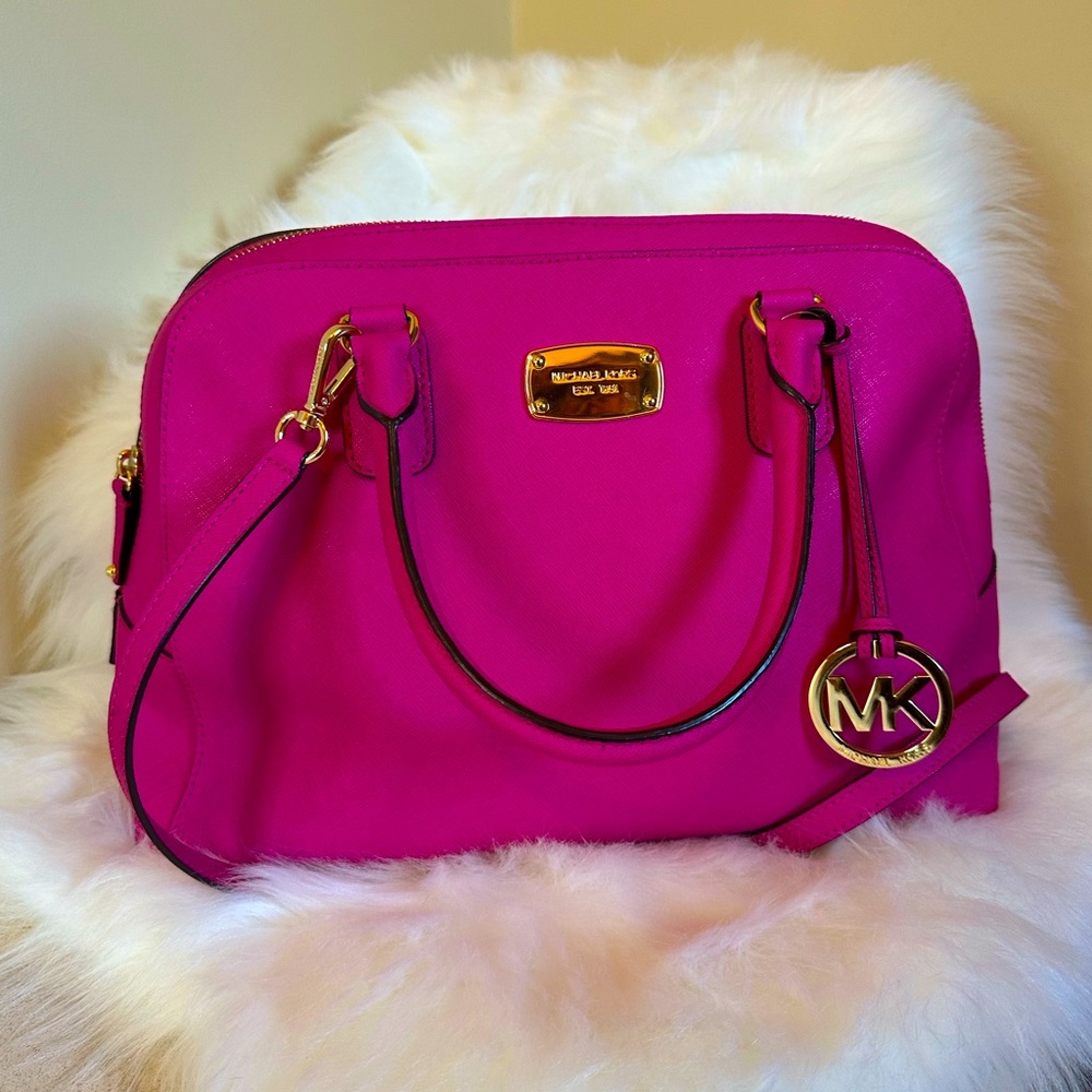 Micheal Kors purse, strap included, hot pink, rarely used, mid size,